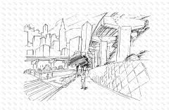 黑白线稿 漫画场景街道与城市 (79)