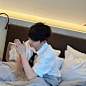Photo by ZEROBASEONE on September 03, 2023. May be an image of bath robe, bed and headboard.