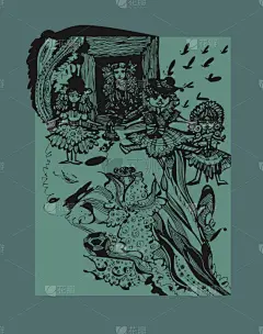 蜘蛛网,秘密,可爱的,华丽的,木偶,玩具,自然美,复古,绘制