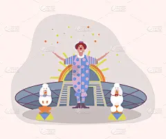 小丑,贵宾犬,快乐,插画,艺术家,喜剧演员,表演者,人,男人,可爱的