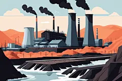 化学燃料电厂火电厂场景插画图片