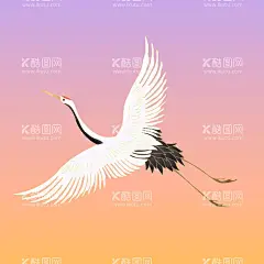 手绘仙鹤插画  - 源文件下载【酷图网】仙鹤,鹤,飞翔,手绘,插画,动物,丹顶鹤,张开翅膀