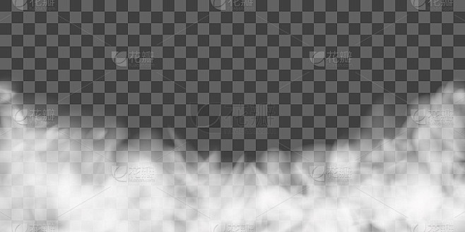 雾或烟隔离透明特效。白色矢量云，雾或烟雾背景。PNG。