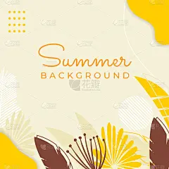 夏日结束的社交媒体横幅模板与鲜花和热带夏季的叶子。Instagram帖子模板与夏季主题