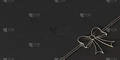 桌子上的金色蝴蝶结- 3D插图