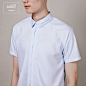 iohll台北2012夏季设计男装品牌 纯色双层领短袖衬衫 清新-淘宝