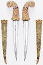 收藏于大都会博物馆的印度或波斯匕首，精致的上色与纹理 ​​​​