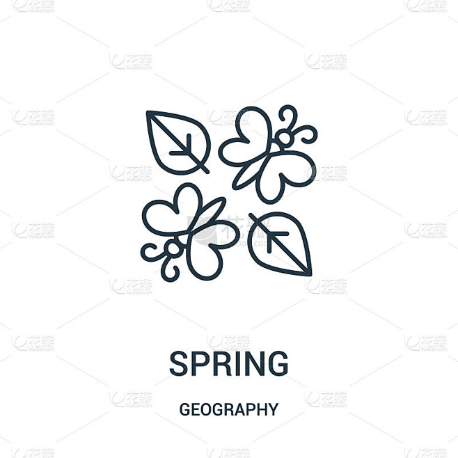 来自地理集合的Spring图标向量。细线弹簧轮廓图标矢量插图。
