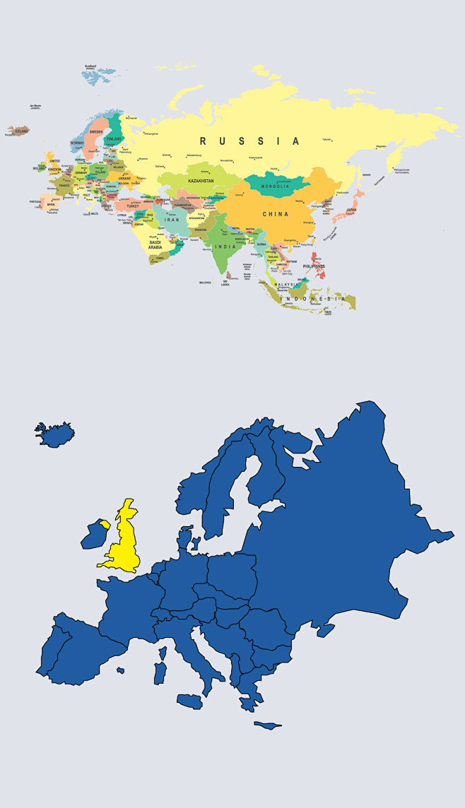 亚洲地图欧洲地图矢量分层源文件含PNG