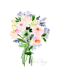 Caroline Rose Bouquet - Watercolor Art Print