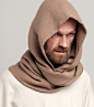 Organic Cotton Beige  Hood Unisex Gauze Muslin Cowl Scarf image 3