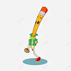 长手脚的铅笔高清素材 元素 卡通 手脚 铅笔 免抠png 设计图片 免费下载