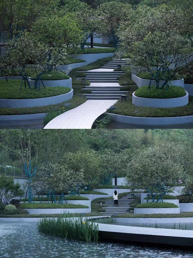 长沙麓隐青竹湖此处以纯粹的现代手法景观围...