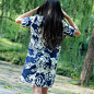 L.WANG原创设计女装复古印花民族风青花瓷改良旗袍连衣裙子S134A 新款 2013 正品 代购  山东