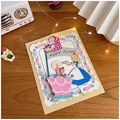 韩国少女心爱丽丝立体蛋糕生日贺卡3d卡片祝福留言卡带信封ins-淘宝网