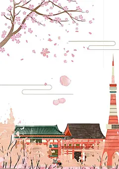 醉美樱花节旅游海报背景模板