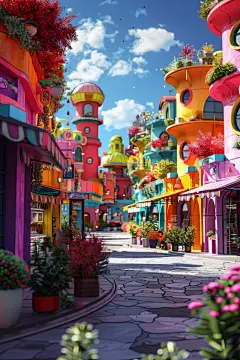 3D电商商业街场景创意设计