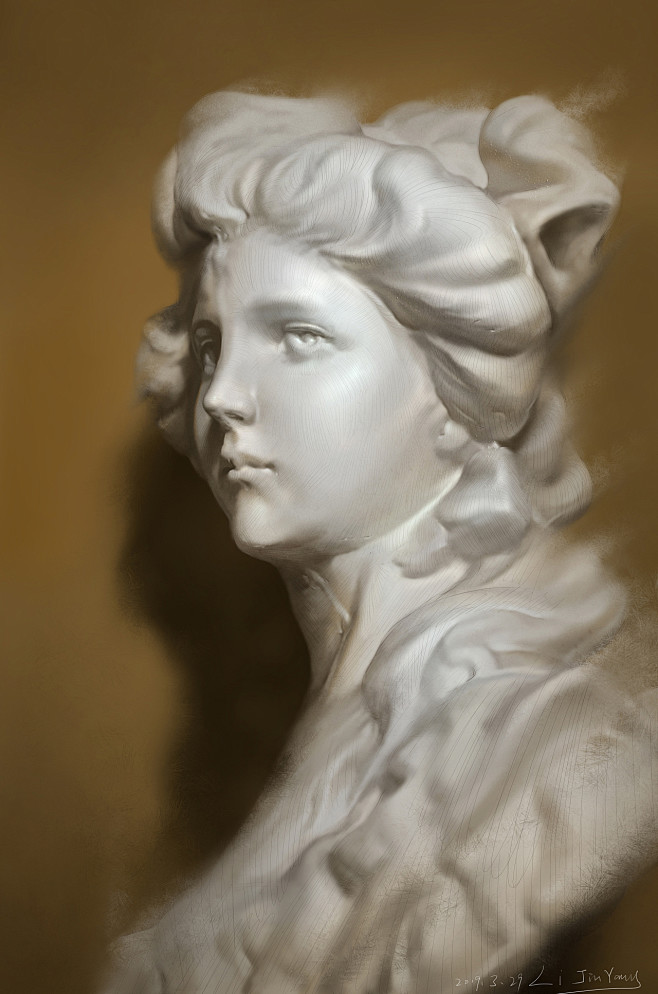 西洋少女石膏石膏头像半身像练习静物写生鬼手画骨