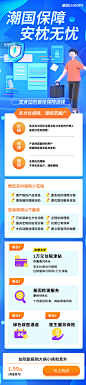 保险保障赔偿蓝色系C4D长图H5设计3D营销活动页3D图片_潮国创意