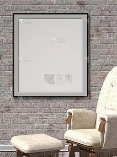 空白相框与真皮扶手椅。模拟了海报。3 d