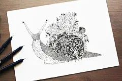 #CG原画#  希腊的插画家 Meni Chatzipanagiotou 的手绘作品，绘画的技巧加上丰富的想象力，让插画师的世界无奇不有。鲸鱼背上的房子，犹如宫崎骏的天空之城，那般美好~