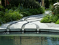 cover running water in concrete with clear acrylic, LED lighting underneath for glowing, rippling water at night