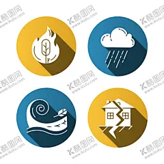 自然灾害图标 【酷图网】圆形,森林火灾,暴雨,雷暴,闪电,雷电,扁平风,图标,标志,标识,logo,世界海啸日,海啸日,海啸意识日,海啸,自然灾害,温馨提示,极端天气,注意安全,预警,预防,防御,常识,科普,海洋灾害,防范,素材,元素,插画,卡通,手绘,图片,安全知识,应急知识,单页,防灾减灾,应急管理,危害,海报,灾难