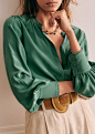 Léa Shirt - White - Silk - Sézane