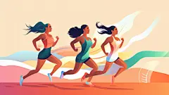 扁平化彩色健身运动团体男女生人物插画