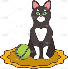 可爱的,猫,网球,分离着色,宠物,网球运动,图像,自然美,小的