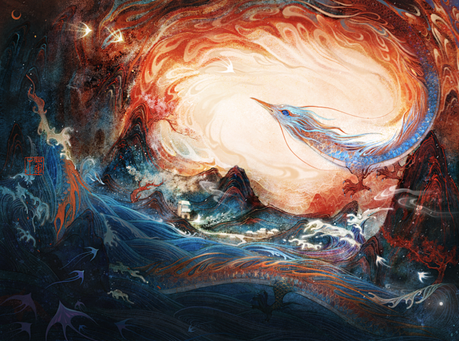 《山海经-龙身鸟首神》_安年丫丫__插画师作品_涂鸦王国gracg.com-花瓣网