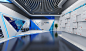 轮毂企业展厅3D效果图设计 现代科技风格展示厅设计