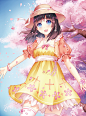 樱花树下//美图//少女//动漫//底图//校园@清寒采集