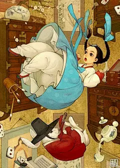 韩国插画家 Na Young Wu ​一组韩服少女插画 ​​​​