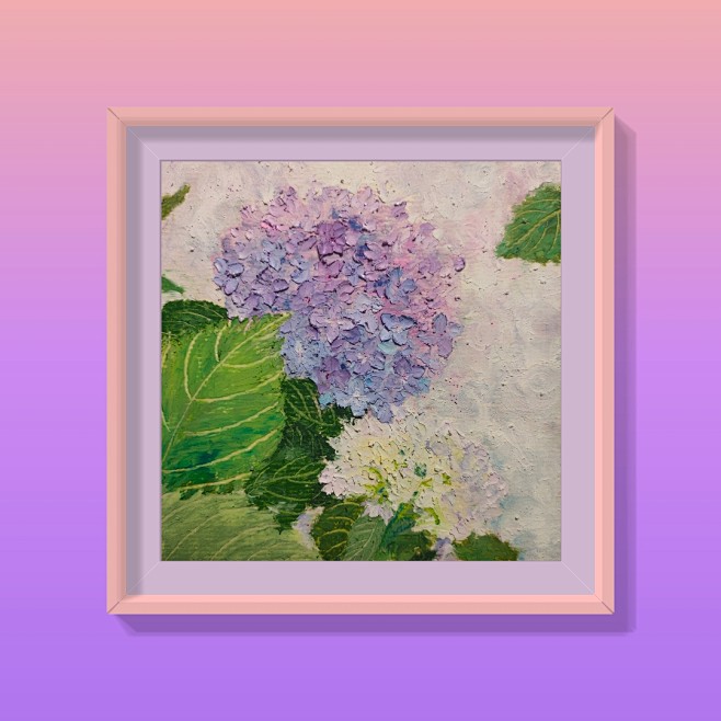 油画棒绣球花3