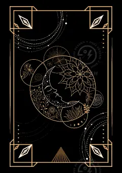 手绘黑金复古星际宇宙装饰边框插画卡片封面海报背景ai设计素材-淘宝网