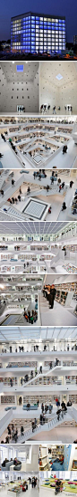 这座由Eun Young Yi设计的图书馆，从外面看就像是一个魔方，进到里面的时候，简洁得会让你吃惊，这甚至都不只是一座图书馆，更是一座城市的公共艺术作品_豪宅_看看新闻网