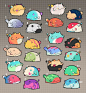 a bunch of different colored animals on a gray background with numbers in the bottom right corner