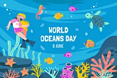 海洋日海底动物鱼类鲸鱼珊瑚海龟海豚潜水游泳插画海报ai设计素材-淘宝网