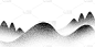 Dotwork山脉图案背景。黑色噪声点点山。点向量