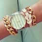 Preppy bracelet and watch stacks - mint and stripes