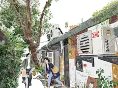 #插了个话# 《台湾爱情故事》主题插画，作者 Ning Lo 分享了自己对恋爱的理解：洗衣房初见，意外邂逅，一起玩抓娃娃机、去买水果……让人心动的独家记忆。 ​​​​
