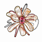 Flower brooch in keshi pearls, gemstones, and diamonds by Lorenz Baumer