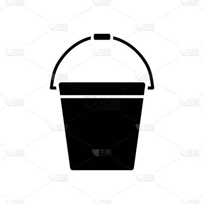 桶图标。字形风格标志的移动概念和网页设计。桶简单的图标。象征,标志说明