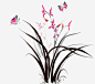 花草psd免抠素材_新图网 https://ixintu.com 中国风 水墨画 水彩画 蝴蝶
