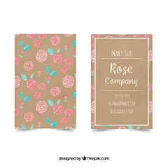 (源站可下源文件)名片与水彩玫瑰/Business card with watercolor roses