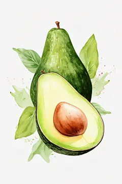 AI数字艺术美味水果营养牛油果插画-众图网