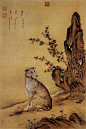 清代郎世宁在宫廷内曾创作了《十骏犬图》轴十幅，画了十条品种高贵的名犬，分别命为：“霜花鹞”、“睒星狼”、“金翅猃”、“苍水虬”、“墨玉璃”、“茹黄豹”、“雪爪卢”、“蓦空鹊”、“斑锦彪”和“苍猊犬”。