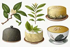 清新手绘馥郁芬芳的茶叶图片插画