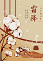 霜降节气插画_家有祖国花朵